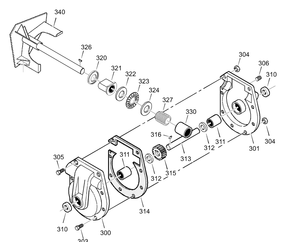 Gear Case Diagram and Parts List for 2002 Briggs and Stratton Snow Blower